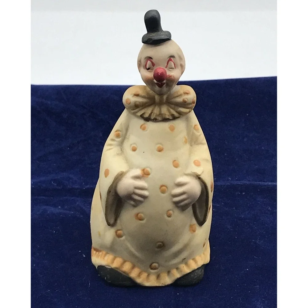 CLOWN BELL mime w/ tiny hat idiophone Circus makeup 1970s old-school